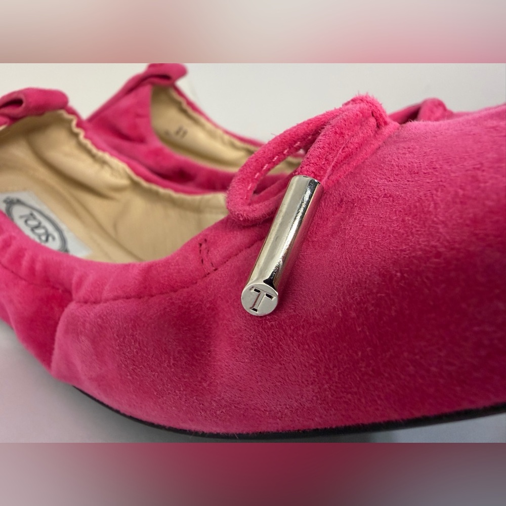 Tod's Gommino Bright Pink Suede Ballet Flat NEW never worn - Picture 5 of 16